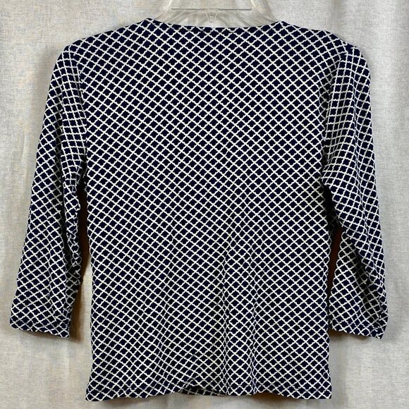 Like new TALBOTS navy & white blouse - Picture 3 of 4